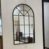 Espelho de Corpo Inteiro Retrô Francês Espelho Redondo Geométrico de Arco para Casa Parede de Entrada Montado na Parede Interior Casa Sentido Avançado Espelho Grande Arqueado