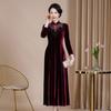Shenzhen Noble Cheongsam Mejorado Nuevo Primavera y Otoño Terciopelo Banquete de Bodas Vestido de Madre Falda Acampanada Retro Una Pieza Al por Mayor