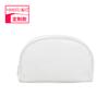 Bolsa Cosmética de PU com Padrão Cruz Personalizado de Fábrica Clutch Portátil Semicírculo Branca Bolsa Concha para Armazenamento de Cosméticos