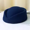 Sombrero de azafata estilo Hepburn francés, boina lisa, bombín de lana para presentaciones en recepción, sombrero elegante vintage para salidas