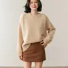 Estilo Perezoso Holgado y Sencillo Suéter de Punto para el Trabajo Otoño e Invierno Camisa Base Engrosada Suéter de Cachemira para Bebé Cuello Redondo para Mujer