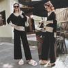 Roupa Feminina de Outono 2024 Novo Conjunto Moderno de Tricô e Calças de Perna Larga Moda Deusa Conjunto de Duas Peças