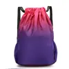 Mochila com Cordão Degradê Personalizada Bolsa de Basquete Tecido Oxford Bolsa de Viagem ao Ar Livre com Texto Impresso Degradê Tendência