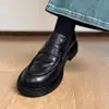 Versión de Piel de Oveja ~ Mocasines Retro de Piel Genuina sin Cordones para Mujer Estilo Británico Negro Versátiles de Tacón Bajo Zapatos Pequeños de Cuero Flats JK