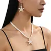 Pendientes Colgantes de Estrella de Mar Estilo Bohemio de Playa Nuevo Estilo Transfronterizo Conjunto de Joyería para Mujer Versátil para el Océano Collar Personalizado