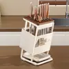 Soporte Inclinado para Cuchillos Estilo Vintage para Uso Doméstico, Almacenamiento Multifuncional para Cuchillos de Cocina, Drenaje Integrado en Encimera, Soporte de Cuchillos de Alta Estética