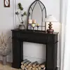Gabinete Decorativo Negro para Chimenea para Sala de Estar, Interior del Hogar, Exhibición de Bodas, Divisor Estrecho de Madera Maciza para Entrada, Gabinete Estrecho Vintage Francés