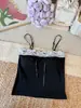 Top Camisola Uma Alça Patchwork de Renda Doce e Picante para Mulheres com Bojos Embutidos, Para Usar por Dentro/por Fora, Emagrecimento, Não Precisa Usar Calcinha