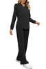Traje Casual Holgado Simple de Color Sólido Estilo Europeo y Americano para Mujer 2026, Ropa de Casa Texturizada con Cordón para Mujer de Otoño