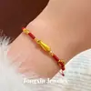 Novo Método Antigo Chinês Ouro de Areia Peixe Amarelo Pequeno Moeda de Cobre Corda Vermelha Pulseira Corda de Mão Trançada Manual Presente Corda de Mão de Ouro de Areia Não Desbota