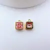 Zircônia Quadrada Incrustada Banhado a Ouro 14K Zircônia Quadrada Conserva Cor Pingente Duplo Acessórios Pulseira e Brinco DIY Feitos à Mão Materiais para Joias