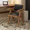 Cadeira de jantar estilo Wabi-sabi, cadeira de madeira sintética para uso doméstico, cadeira com encosto macio e estofado estilo francês, cadeira para chá de varanda, cadeira Chandigarh vintage