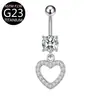 Anillo para el Ombligo con Forma de Corazón de Titanio F136 con Circonita Anillo para el Ombligo Joyería para Piercings G23 Venta al por Mayor Transfronteriza Europea y Americana
