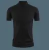Camiseta de manga corta con cuello alto americano de gran tamaño para hombre, Camiseta de manga corta de algodón puro de 220g para mujer con cuello alto pequeño, Mangas de tres cuartos