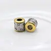 Cuentas de Cubo de Aleación Bicolor con Patrón de Agujeros Grandes para Pulsera de Cuerda de Cuero DIY, Llavero Hecho a Mano con Accesorios de Cuentas