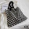 Bolsa con Estampado de Letras para Mujer, Bolso Tote de Gran Capacidad, Bolso de Hombro Simple Versátil, Bolso Tejido de Punto Novedoso Estilo Coreano, Transfronterizo