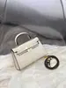Bolsa Kelly de Couro Prata de Alta Qualidade com Estampa de Palmeira 2026 Nova Moda Feminina Segunda Geração Mini Bolsa de Mão Bolsa de Ombro Transversal