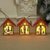 Casa de Madera Luminosa Navideña Ensamblada Soldado de Nogal Colgante de Árbol de Navidad Casa de Madera Pequeña Hecha a Mano DIY para Niños