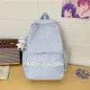 Mochila de estilo ins coreano estilo universitario con lunares de alta apariencia para estudiante de secundaria, mochila de viaje dulce estilo chica suave con encaje