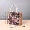 Bolsa de lona estilo retro pintada al óleo a medida, gran capacidad, perfecta para ir de compras, con cierre magnético oculto, y disponible con impresión de logotipo