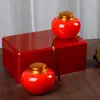 Yuerui Latas de Té Esmaltadas Cajas de Regalo Almacenamiento de Materiales Medicinales de Alta Gama Sello Pequeño Altar Cerámico Botella de Té Grande Vacía