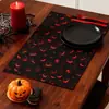 Serie de Halloween Transfronteriza Tela Cuadros Manteles Individuales, Manteles Individuales, Sala de Estar, Mesa de Comedor Occidental, Decoración de Cafetería, Aislamiento Térmico Personalización