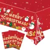 Nova Toalha de Mesa Tema Festa de Natal Papai Noel Vermelho Rena Decoração de Feriado Infantil Toalha de Mesa Descartável