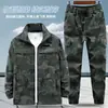 Conjunto de Ropa de Trabajo Camuflaje Primavera y Otoño para Hombre, Duradero y Holgado, Adecuado para Trabajadores de la Construcción, Estilo Grueso para Protección Laboral, Uniforme Militar para Taller de Reparación de Automóviles