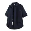 Camisa de Manga Larga para Hombre, Estilo Casual de Verano 2026, Color Sólido, Corte Holgado, Cuello de Solapa, Jersey de Fibra de Acetato con Bordado, Adecuada para Adolescentes