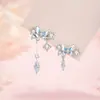 Pulsera de Pie de Mariposa Plata 999 Estilo Dulce y Amoroso para Mujer Pulsera de Borla Gradiente de Pegamento Pendientes de Zirconia para Chica Super Inmortal