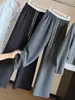 Pantalones casuales de pierna recta con bloques de color estilo japonés coreano para mujer, nuevo estilo de otoño, holgados de cintura alta estilo perezoso, disimulan la figura, versátiles pantalones largos de pierna ancha