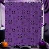 Cortina de chuveiro para banheiro, design de fantasma preto e branco com tema de Halloween, material de poliéster espesso, impressão digital
