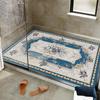 Alfombra de baño de estilo europeo, antideslizante, para inodoro, para toda la tienda, ducha, desagüe de inodoro, fácil de limpiar, con anillo de seda