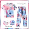 Conjunto de Pijama Infantil para Meninas, Verão Fino Manga Curta Calça Longa Roupa de Casa, Conjunto de Ar Condicionado para Meninas de Meia-Idade e Crianças Grandes, Pode Ser Usado ao Ar Livre