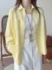 Camisa de Manga Larga Color Amarillo Dopamina 2026 para Mujer, Camisa Holgada para Capas de Verano, Ropa Exterior, Protección Solar, Azul