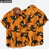 Estación Independiente Transfronteriza Halloween Impresión Digital 3D Manga Corta talla extra para Hombre Holgada Camisa de Fiesta Kuso