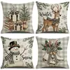 Amazon transfronterizo invierno nuevo producto Navidad lino cojín decorativo fiesta navideña ambiente muñeco de nieve decoración de sofá