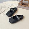 Sandalias tejidas de punta cerrada de moda versátiles para niñas, con letras de pedrería y suelas suaves, para niños y niñas pequeñas, verano 2026