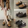 Zapatos Peludos para Mujer en Otoño e Invierno, Zapatos de Terciopelo Espeso y Algodón Cálido para Usar al Aire Libre, Mocasines Perezosos sin Cordones, Zapatos de Suela Gruesa y Elevación Interna