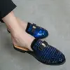 Pantuflas de Verano para Hombre, Medias Pantuflas Doradas de Moda, Mocasines Juveniles sin Talón, Zapatos de Cuero Transpirables de Moda para Hombre