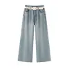 Calça Jeans Larga Grossa Forrada com Fleece 2025 Estilo Hot Girl Retrô Jeans de Perna Reta Calças Estendidas Femininas