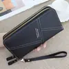 Nueva Cartera Larga para Mujer con Doble Cremallera tipo Clutch Gran Capacidad Multifunción Múltiples Ranuras para Tarjetas Bolsillo para Teléfono Móvil Cartera Estilo Coreano