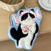 Toalla de mano colgante con forma de gato, toalla pequeña absorbente y de secado rápido, paño para secar las manos en el baño para niños, toalla de mano colgante para uso doméstico