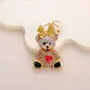 Llavero de aleación de diamante de oso lindo transfronterizo para coche, llavero colgante de aleación de dibujos animados creativo para bolsa