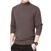 Suéter de punto con forro polar de doble cara para otoño e invierno, camiseta de manga larga para hombre con cuello medio alto, ropa interior térmica engrosada, al por mayor