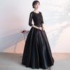 Vestido de Noche de Encaje de Comercio Exterior 2026 Nuevo Modelo Negro Elegante para Dama Vestido de Performance para Coro para Mujeres