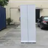 Soporte de exhibición portátil de plástico y acero fácil de plegar para uso promocional, soporte publicitario plegable, estante publicitario de 80*180 cm