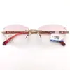 Gafas sin Montura para Mujer con Graduación, Lentes Fotocromáticas de Borde Cortado, Montura de Gafas Ultraligera de Titanio Puro, Estilo 2921