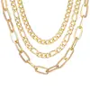 Moda Europea y Americana Cadena Básica Multicapa Cadena Hueso de Serpiente Cadena Retorcida Cadena Hueso de Serpiente Viento Multicapa Collar de Metal para Mujer