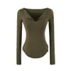 Camiseta de Manga Larga con Cuello en V y Dobladillo Deshilachado Spicy Girl para Mujer, Diseño Otoñal con Sentido, Capa Base Ajustada, Delgado, Dobladillo Curvo, Top Base